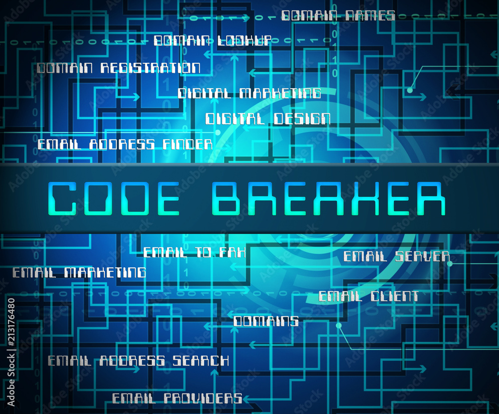 Poster code breaker decoded data hack 2d illustration