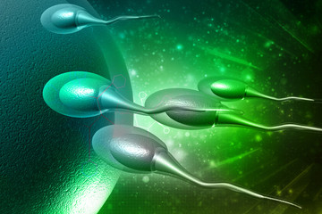 

3d illustration showing sperms and egg