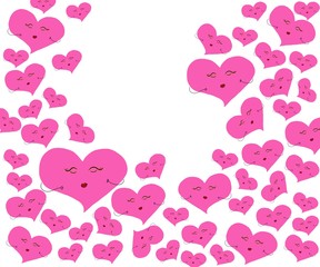 Heart with pink on white background, Background for banner, Valentine's Day design, Love concept, greeting card, postcard, wedding invitation, Space for text in template
