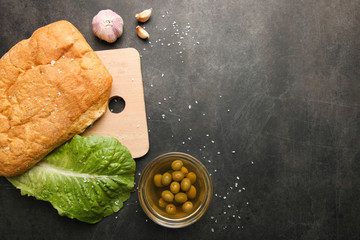 Ingredients for cooking bruschetta
