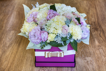 Flower Box of Pink Roses,Peonies and Hydrangea 