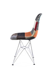 Patchwork Fabric Chair with Metal Legs Side View