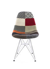 Patchwork Fabric Chair with Metal Legs Front View