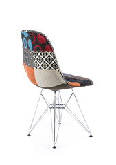 Patchwork Fabric Chair with Metal Legs Rear Three Quarter View