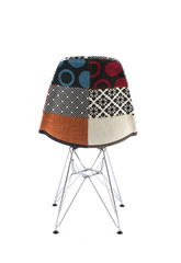 Patchwork Fabric Chair with Metal Legs RearView