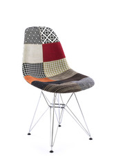 Patchwork Fabric Chair with Metal Legs Three Quarter View