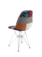 Patchwork Fabric Chair with Metal Legs Three Quarter View