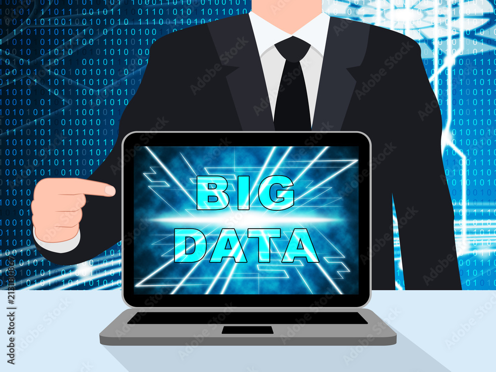 Poster bigdata flow stream of big data 3d illustration