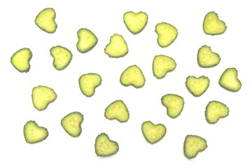 Slice of heart shaped cucumber