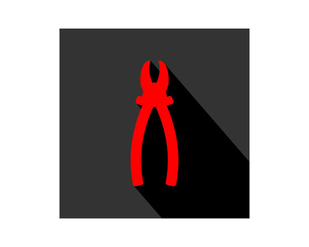 red pliers construction repair fix engineering tool equipment image vector icon logo