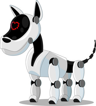 The mechanical robot dog, man's best friend. Vector illustration on the topic of high technology.