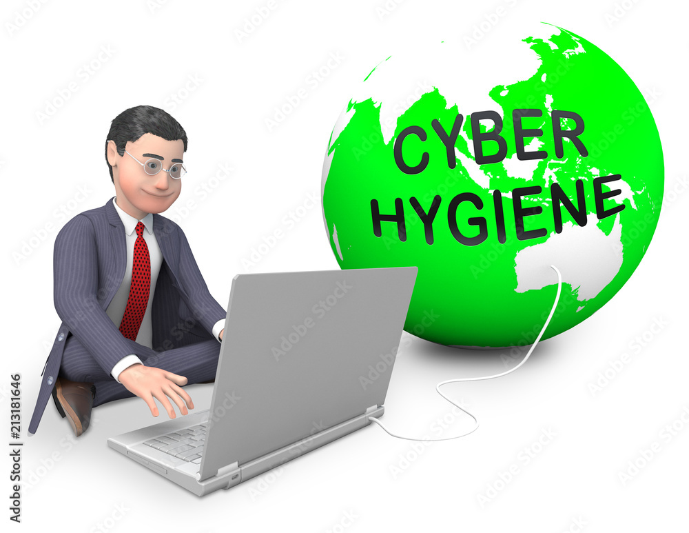 Aufkleber cyber hygiene healthy data structure 3d rendering