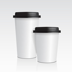 Realistic paper Coffee Cup. Set of 3d Coffee Cup Mock up vector template