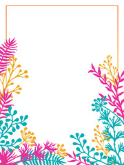 Herbal twigs and branches border vector invitation card.