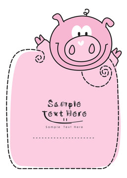Cute cheerful pink pig vector design