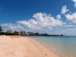Lifeguard surfboarad at Ala Moana Beach