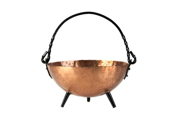 Vintage copper bowl on white