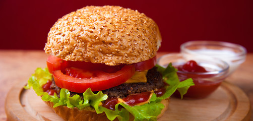 Fresh hamburger with cheese