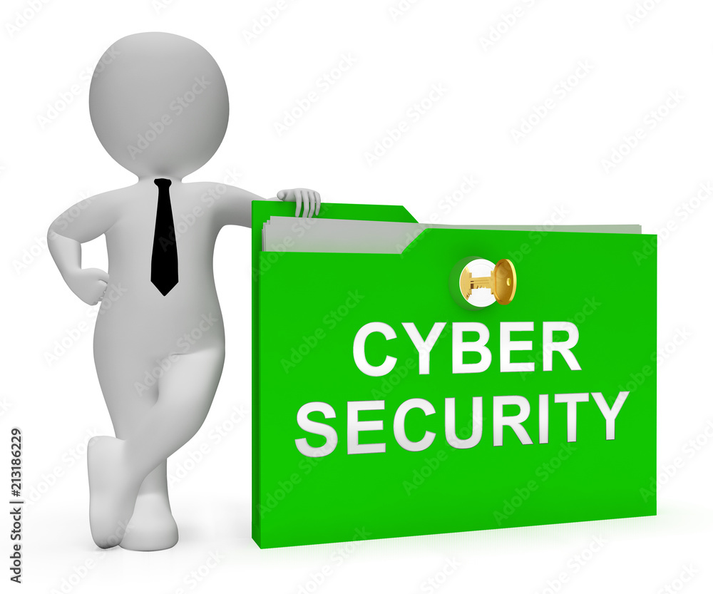 Poster cybersecurity lock digital threat security 3d rendering