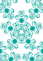 Seamless abstract floral pattern. White vector background. Geometric leaf ornament. Graphic modern pattern