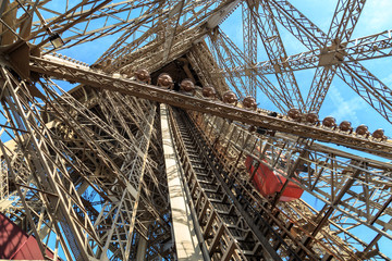 One of the unusual Eiffel Tower lifts that take passengers to the viewing platforms.