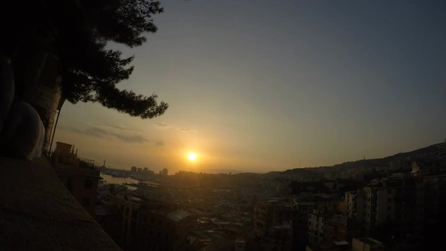 Time lapse of a sunset over Genoa, Italy.