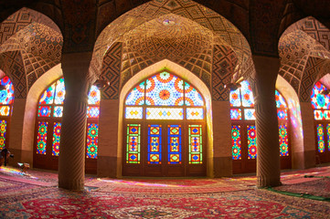 SHiraz, Iran Interior of Nasr al Mulk mosque 2018 May 8