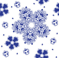 Seamless abstract floral pattern. White vector background. Geometric leaf ornament. Graphic modern pattern