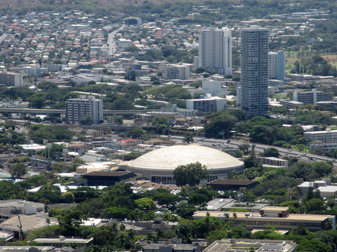 Stan Sheriff Center, Highway, Manoa And Kapahulu City Area Of Honolulu