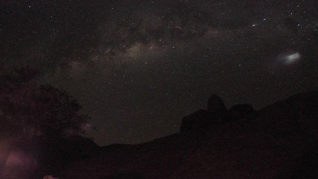 Time-lapse hill stars milky way at Namibia Game Reserve Campground