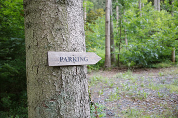 Parking sign in the forest