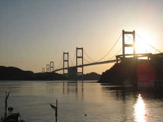 しまなみ海道 来島海峡大橋の夕焼け