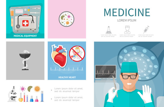Flat Medicine Infographic Template