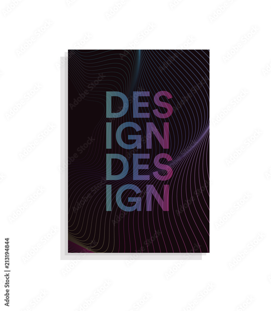 Poster abstract brochure cover design template with wavy lines design on dark background, color wave vector