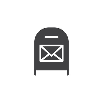Post box with message vector icon. filled flat sign for mobile concept and web design. Mail box with envelope simple solid icon. Symbol, logo illustration. Pixel perfect vector graphics
