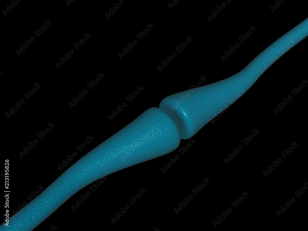 Poster synapse and neuron cells sending electrical chemical signals. 3d rendering