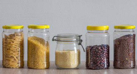 Seeds in cans. Zero waste concept, reuse, do not produce trash, simple life style, recycle packaging