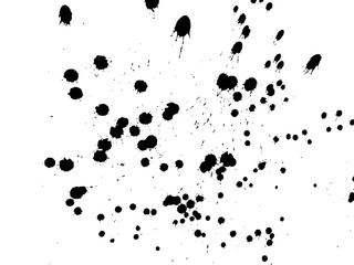 Handdrawn grunge texture. Abstract ink drops background. Black and white grunge illustration. Vector watercolor artwork pattern.