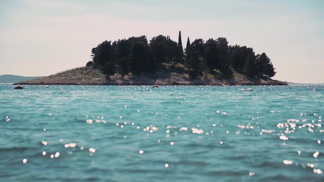 Slow motion clip of a Croatian little island.