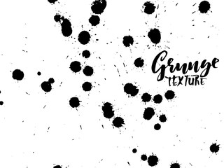 Handdrawn grunge texture. Abstract ink drops background. Black and white grunge illustration. Vector watercolor artwork pattern.