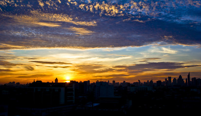 Image of sunset taken in Bangkok, Thailand.