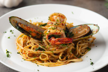 aglio olio spaghetti with seafood
