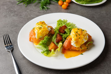  egg  benedictwith salmon and poached egg