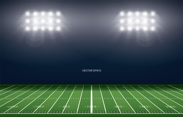 American football field stadium background. With perspective line pattern of american football field. Vector.