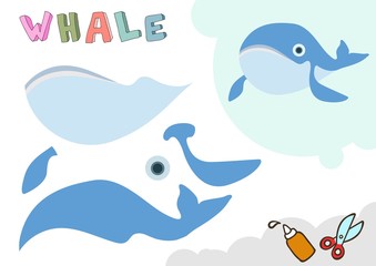 Funny Paper Model. Small home craft project, applique paper game. Cut out and glue. Cutouts for children. Vector template.