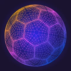 Foto op Aluminium Bol Soccer ball colorful wireframe grid vector illustration