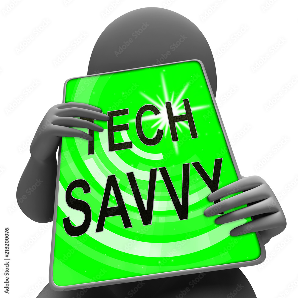 Poster tech savvy digital computer expert 3d rendering