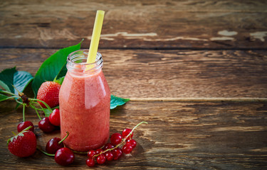 Healthy fruit smoothie with assorted berries