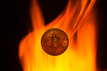 Coin bitcoin on fire