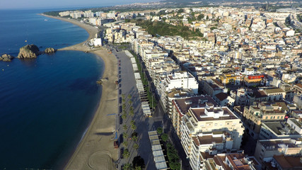 Obraz premium Aerial view of Mediterranean town, Blanes, Costa Brava, Spain